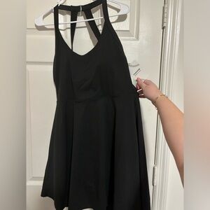 black dress with shorts and bra built in